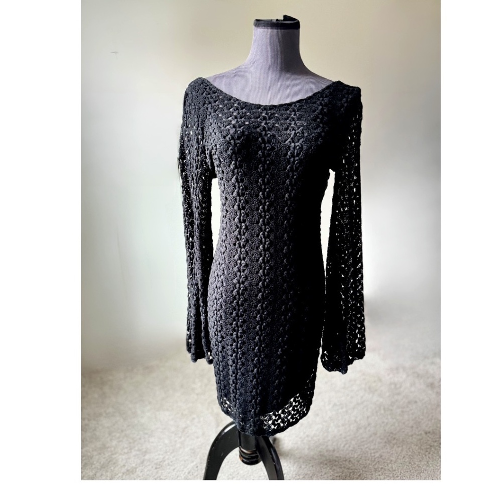 Free People Black Crochet Bodycon Dress